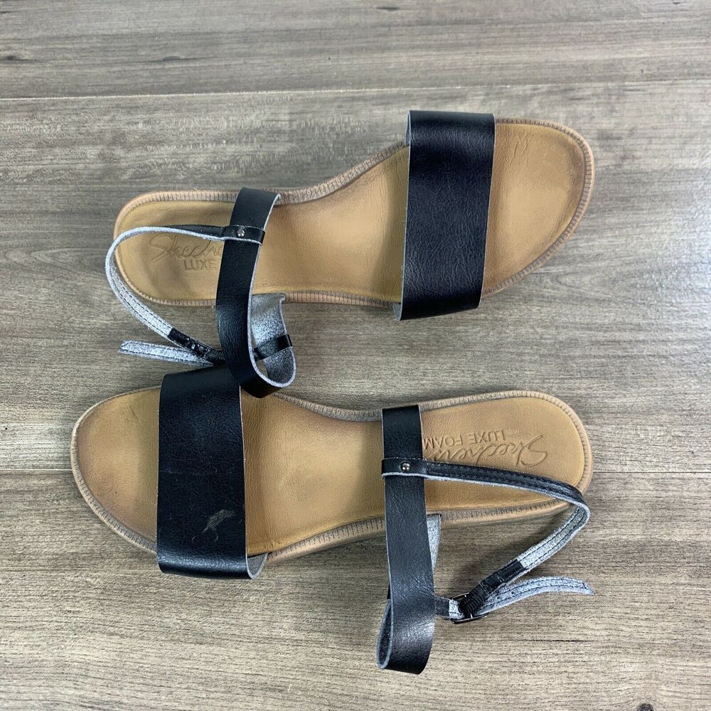 Skechers Womens Luxe Foam Sandals Size 10 Open Toes Ankle Strap